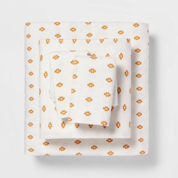 Threshold | Bedding | Queen Fall Pattern Flannel Sheet Set Gold Block ...